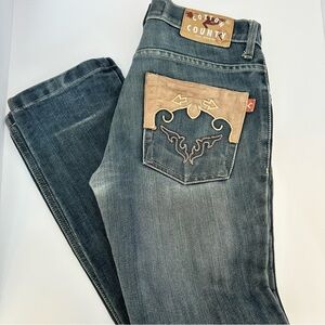 Country Cotton jeans, slim fit. Decorative western pockets